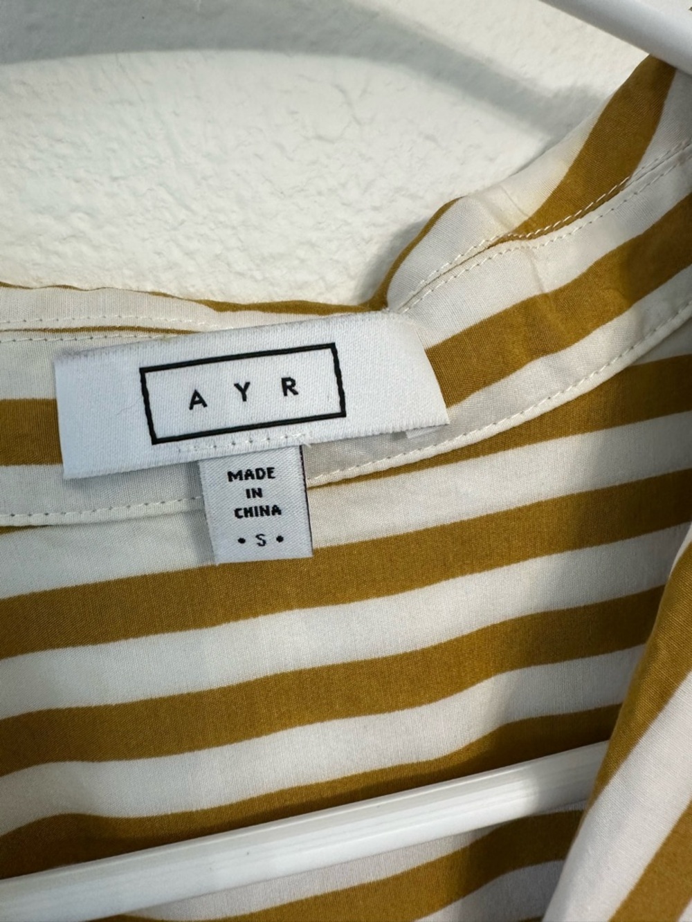 AYR Striped Button-Down Shirt in Mustard and White Size Small - Picture 3 of 8